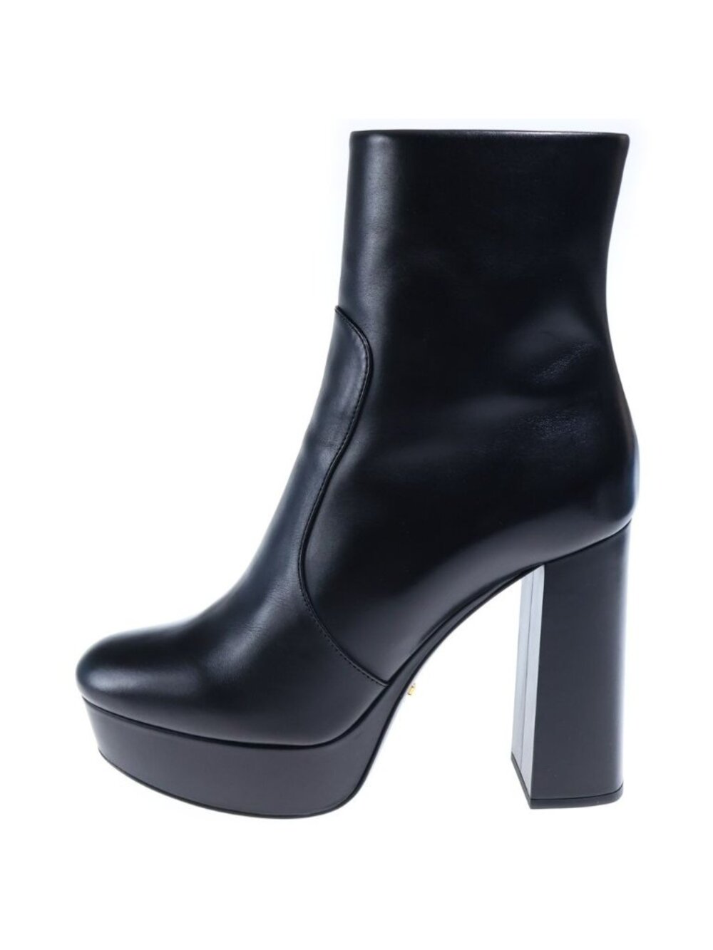 Prada Side Zip Heels Boots Black Leather